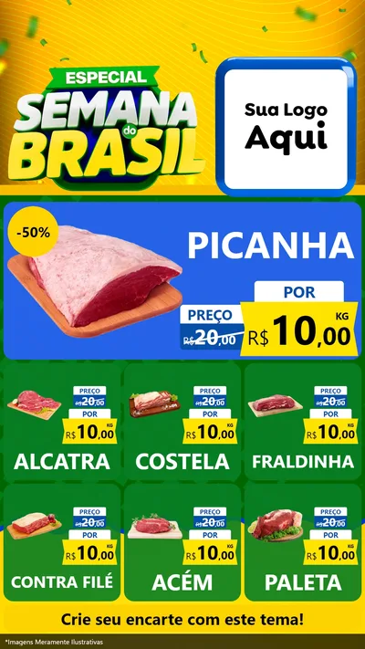 Modelo de Rede Social para Stories com o tema Especial Semana do Brasil para Açougue