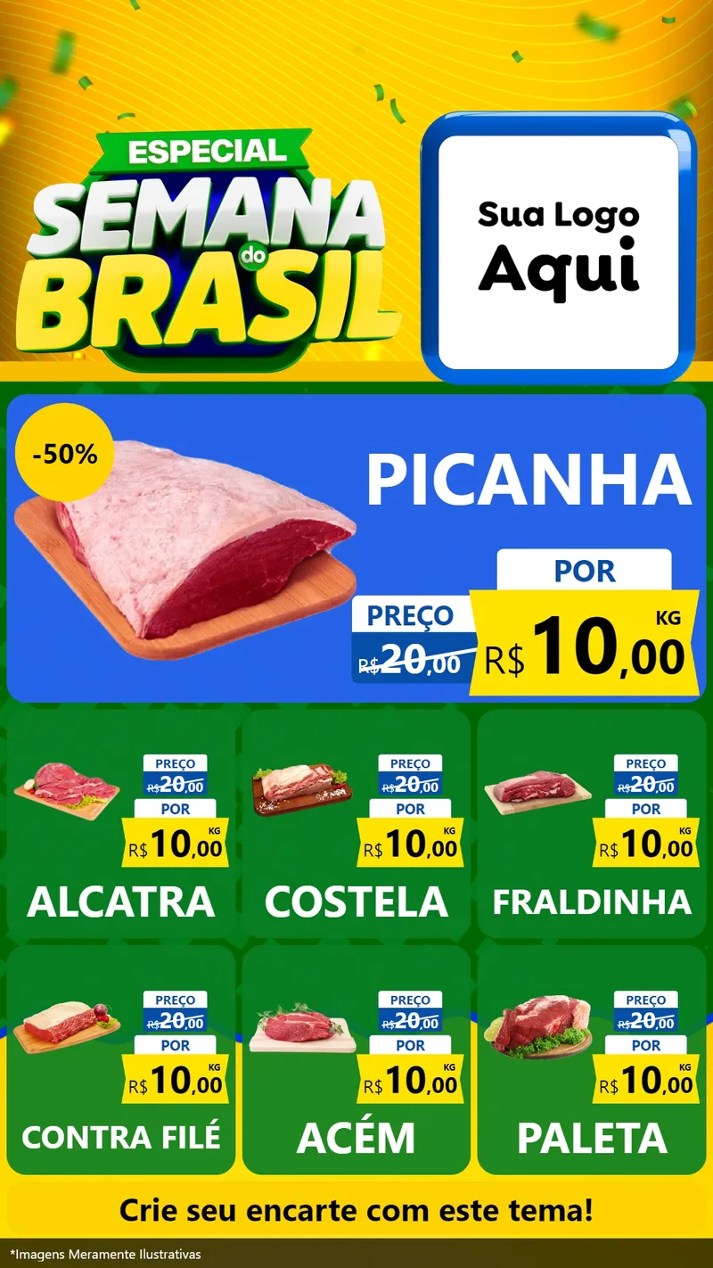 Modelo de Rede Social para Stories com o tema Especial Semana do Brasil para Açougue