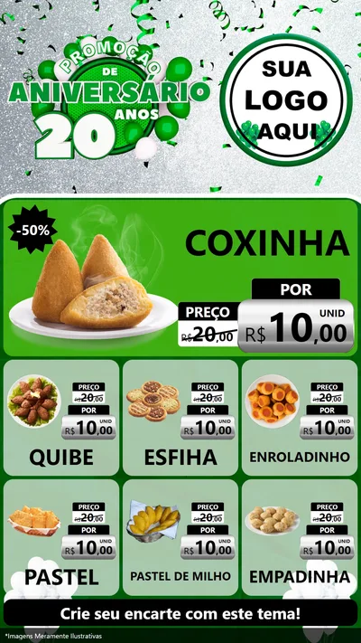 Modelo de Rede Social para Stories com o tema Promoção de Aniversário - 20 Anos para Salgadaria