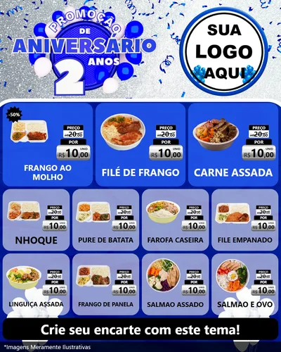 Modelo de Rede Social para Feed Instagram com o tema Promoção de Aniversário - 2 Anos para Restaurante
