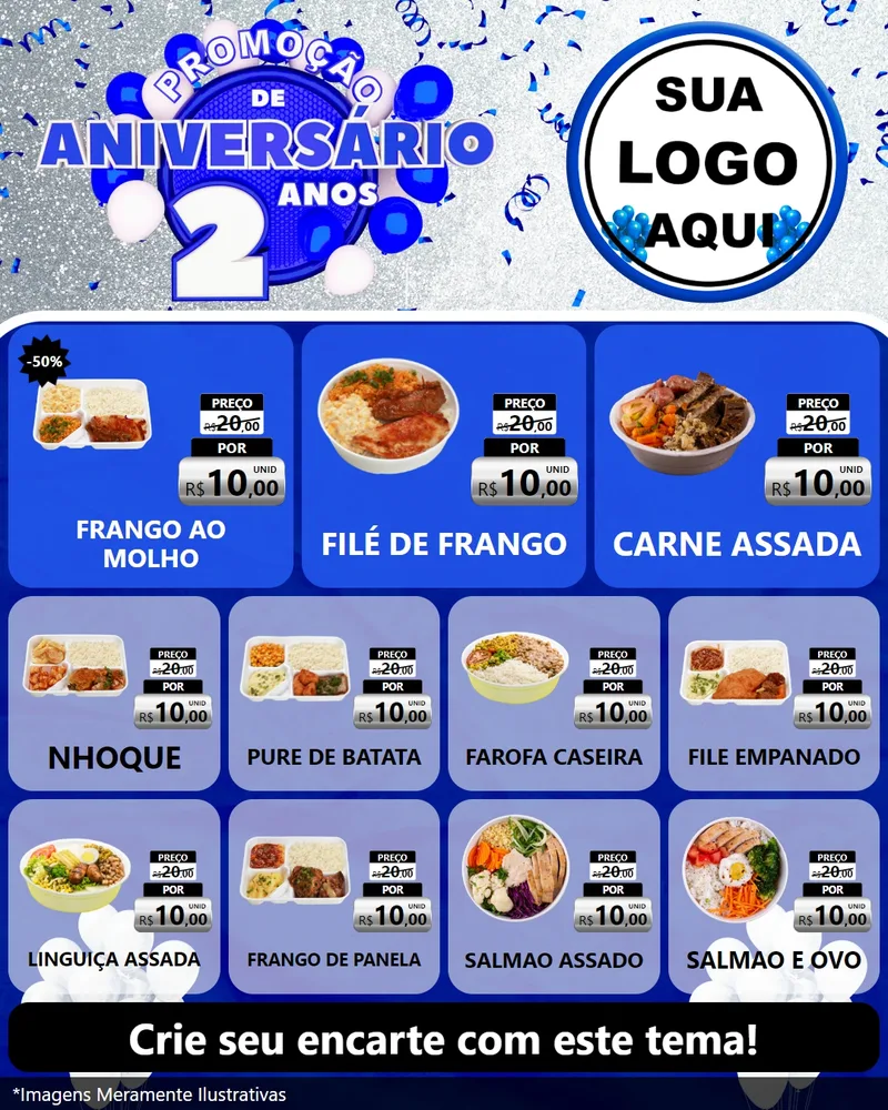 Modelo de Rede Social para Feed Instagram com o tema Promoção de Aniversário - 2 Anos para Restaurante