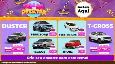 Modelo de TV para TV Horizontal com o tema Folia de Ofertas para Concessionaria de Carros