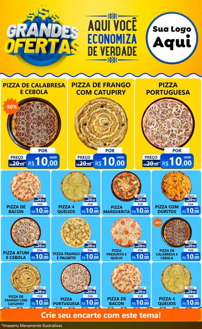 Modelo de Encarte para Encarte Grande com o tema Grandes Ofertas para Pizzaria