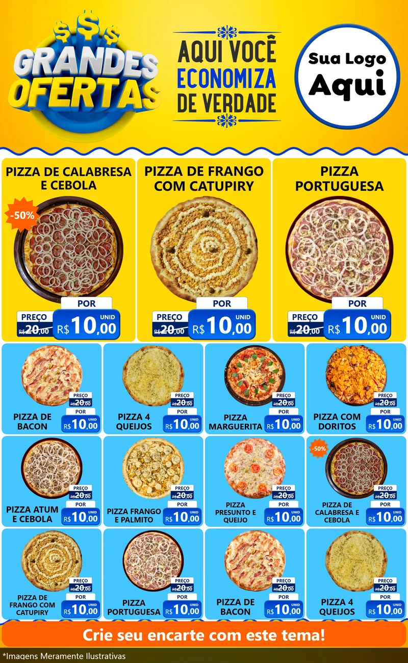 Modelo de Encarte para Encarte Grande com o tema Grandes Ofertas para Pizzaria