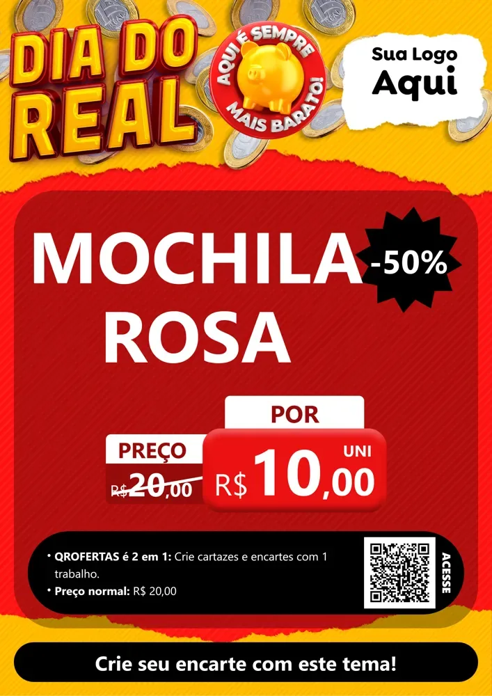 Modelo de Cartaz para Cartaz A4 Vertical com o tema Dia Do Real para Papelaria