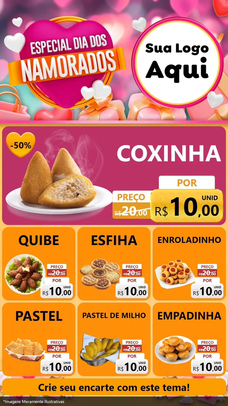 Modelo de Rede Social para Stories com o tema Especial Dia dos Namorados para Salgadaria