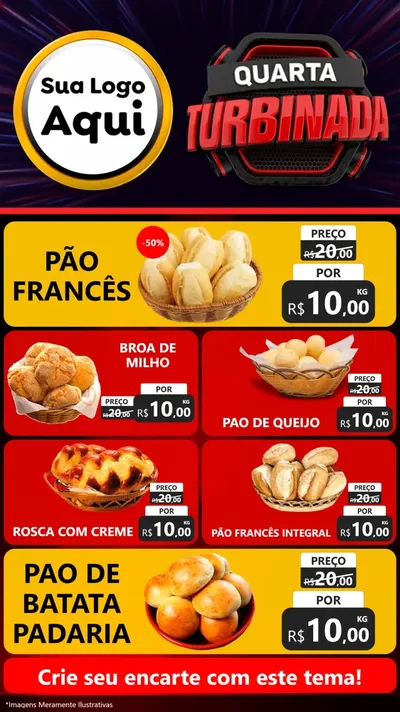 Modelo de TV para TV Vertical com o tema Quarta Turbinada para Padaria