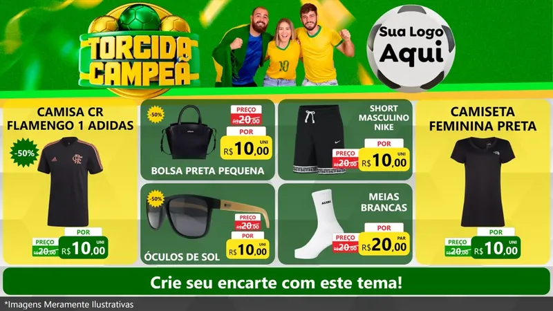 Modelo de TV para TV Horizontal com o tema Torcida Campeã - Copa para Roupas e acessórios