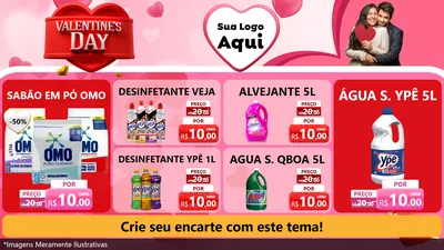 Modelo de TV para TV Horizontal com o tema Valentine's Day para Produtos de Limpeza