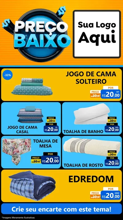 Modelo de TV para TV Vertical com o tema Preço Baixo para Cama, Mesa e Banho