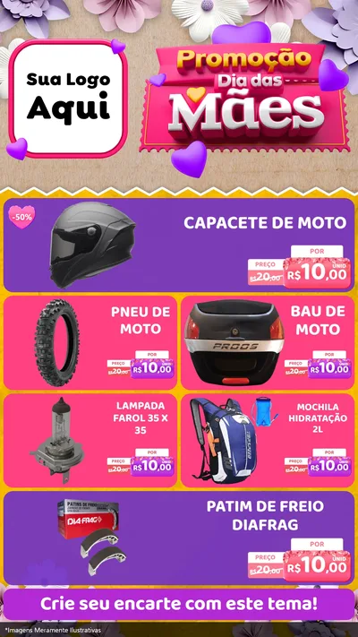 Modelo de TV para TV Vertical com o tema Promoção Dia das Mães para Moto peças