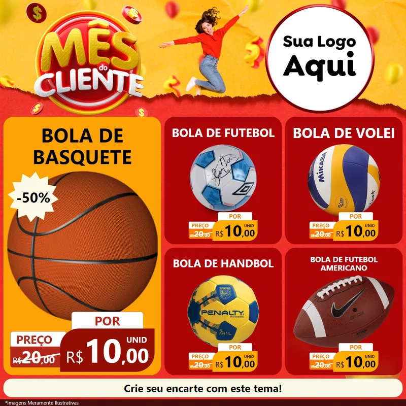 Modelo de Rede Social para Feed Facebook com o tema Mês do Cliente para Artigos Esportivos