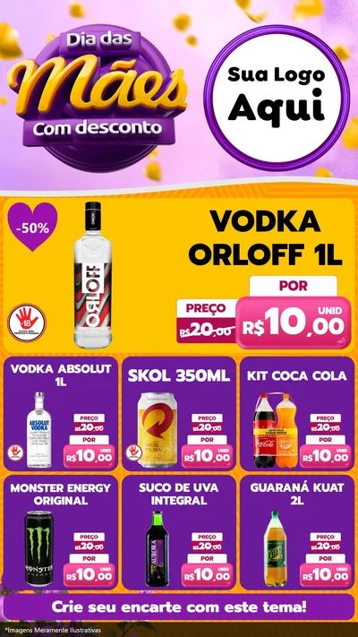 Modelo de Rede Social para Stories com o tema Dia das Mães com Desconto para Distribuidora de bebidas