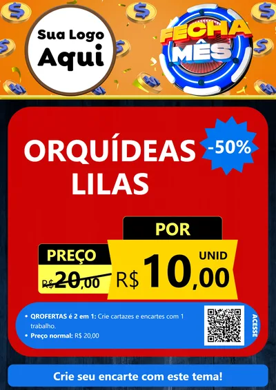 Modelo de Cartaz para Cartaz A4 Vertical com o tema Fecha Mês para Floricultura e jardim