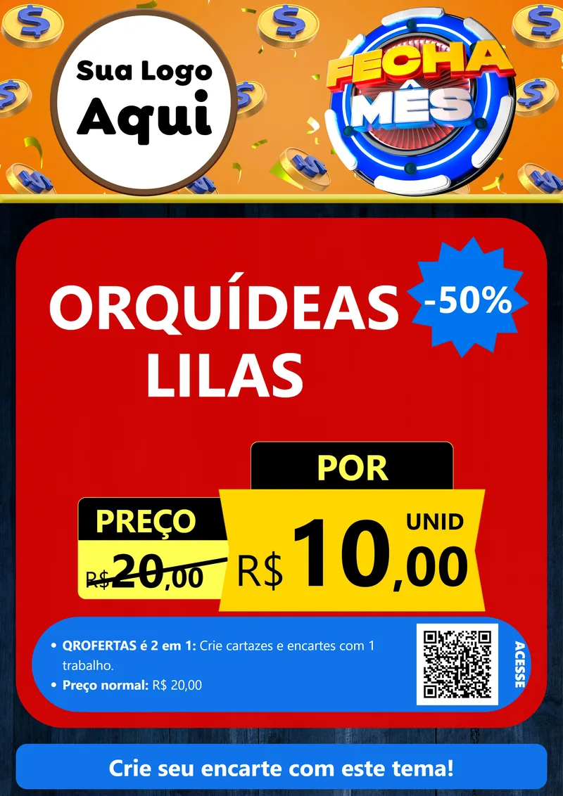 Modelo de Cartaz para Cartaz A4 Vertical com o tema Fecha Mês para Floricultura e jardim