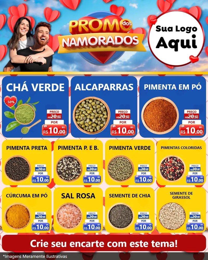 Modelo de Rede Social para Feed Instagram com o tema Promo dos Namorados para Produtos Naturais
