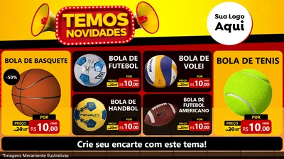 Modelo de TV para TV Horizontal com o tema Temos Novidades para Artigos Esportivos