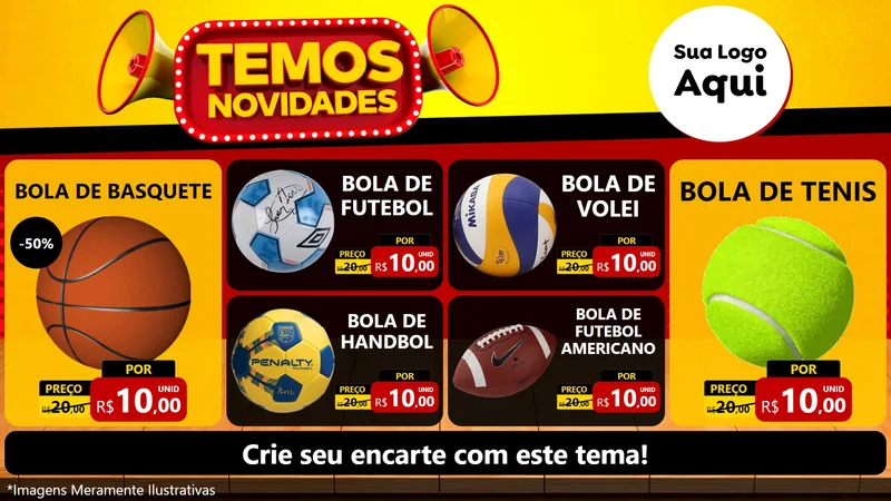 Modelo de TV para TV Horizontal com o tema Temos Novidades para Artigos Esportivos