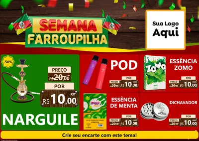 Modelo de Encarte para Encarte A4 Horizontal com o tema Semana Farroupilha para Tabacaria