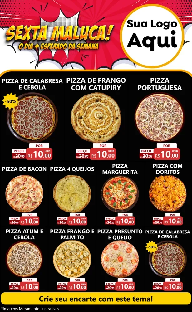 Modelo de Encarte para Encarte Grande com o tema Sexta Maluca! para Pizzaria