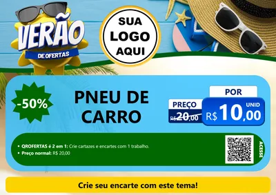 Modelo de Cartaz para Cartaz A4 Horizontal com o tema Verão de Ofertas para Auto peças