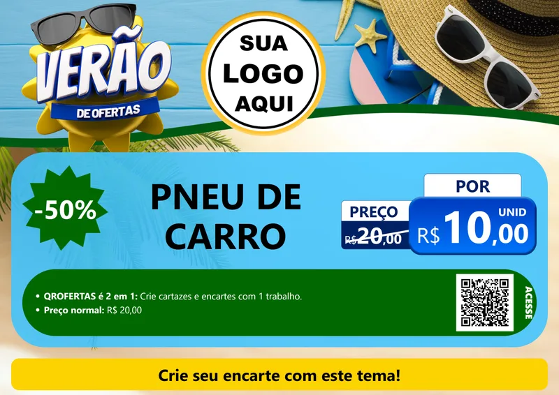 Modelo de Cartaz para Cartaz A4 Horizontal com o tema Verão de Ofertas para Auto peças