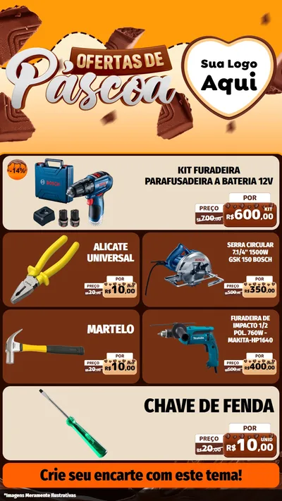 Modelo de TV para TV Vertical com o tema Ofertas de Páscoa para Maquinas e Ferramentas