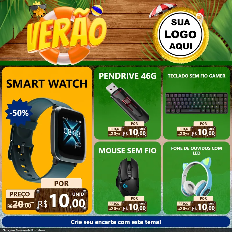 Modelo de Rede Social para Feed Facebook com o tema Verão para Informática