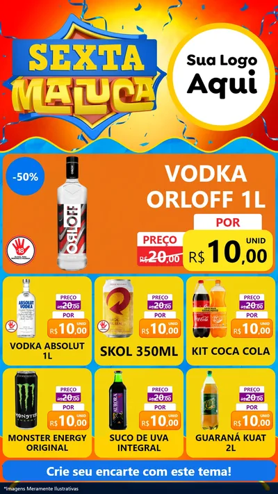 Modelo de Rede Social para Stories com o tema Sexta Maluca para Distribuidora de bebidas