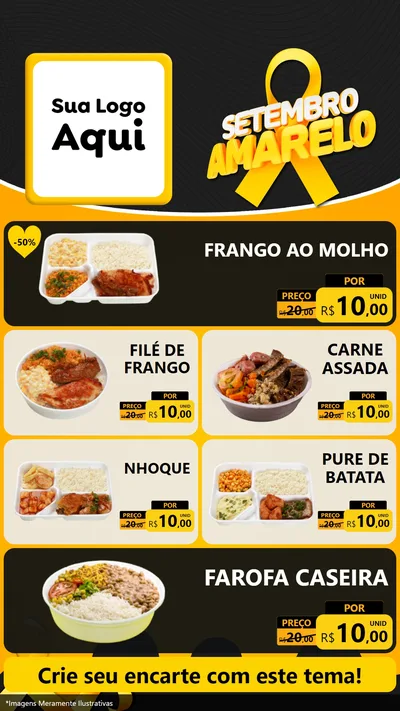 Modelo de TV para TV Vertical com o tema Setembro Amarelo para Restaurante