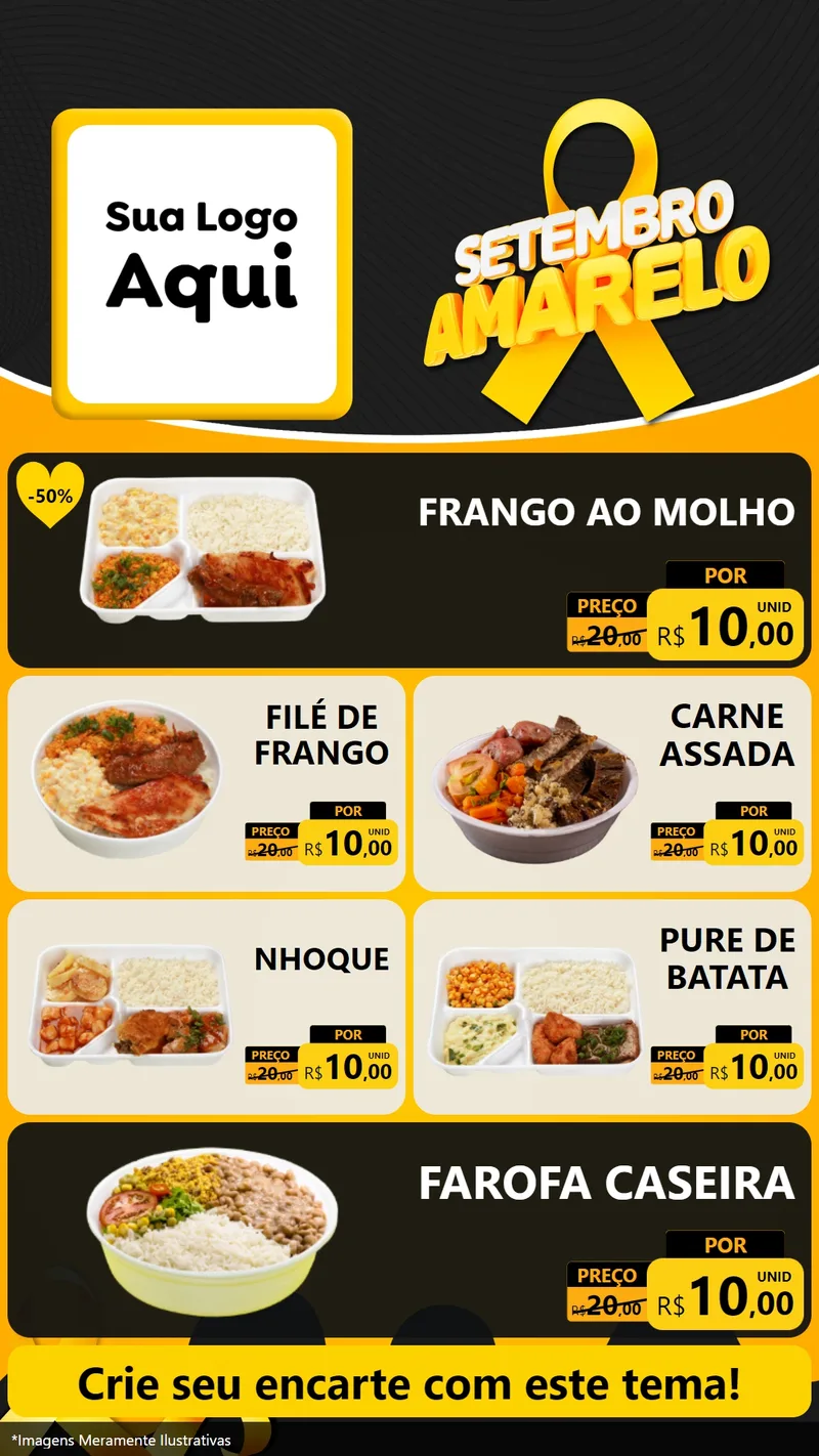 Modelo de TV para TV Vertical com o tema Setembro Amarelo para Restaurante