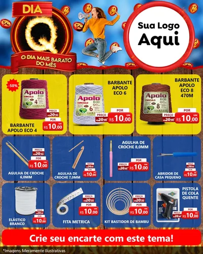 Modelo de Rede Social para Feed Instagram com o tema Dia Q - O Dia Mais Barato Do Mês para Armarinho e Aviamentos