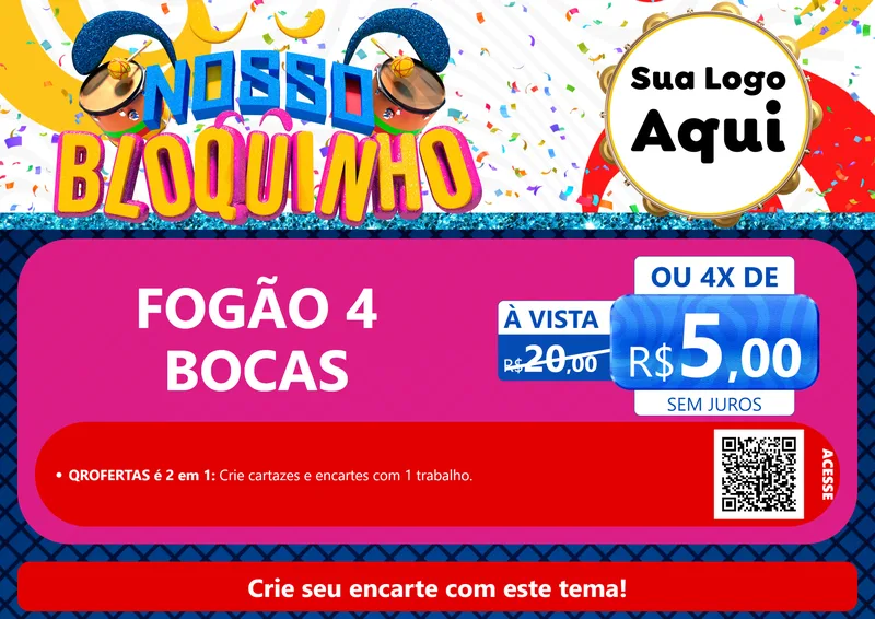 Modelo de Cartaz para Cartaz A4 Horizontal com o tema Nosso Bloquinho para Móveis e Eletro