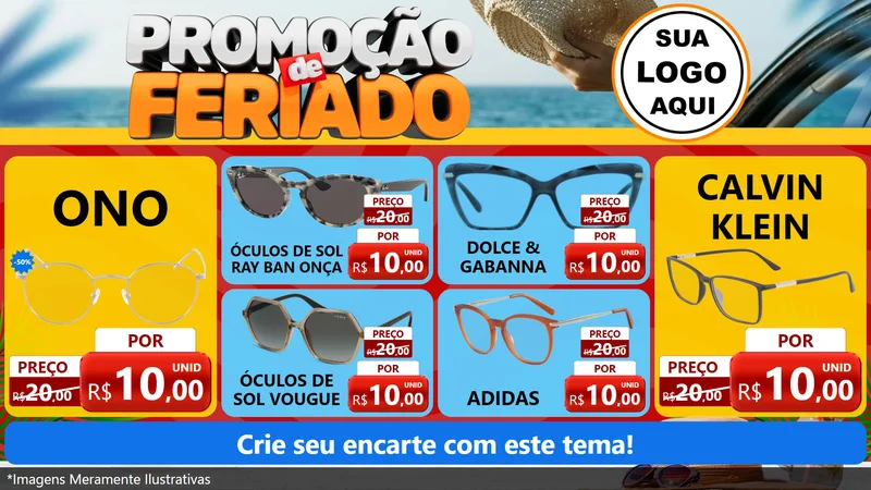 Modelo de TV para TV Horizontal com o tema Promoção de Feriado para Óticas