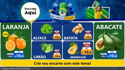 Modelo de TV para TV Horizontal com o tema Torcida Brasil - Copa para Hortifrúti