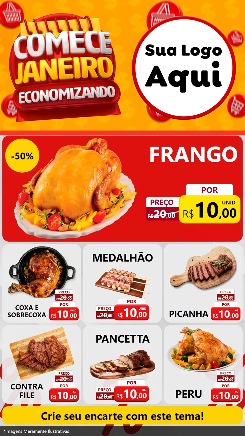 Modelo de Rede Social para Stories com o tema Comece Janeiro Economizando para Assados