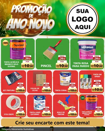Modelo de Rede Social para Feed Instagram com o tema Promoção de Ano Novo para Tintas e Ferramentas