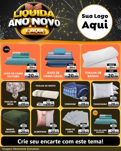 Modelo de Rede Social para Feed Instagram com o tema Liquida Ano Novo É Aqui! para Cama, Mesa e Banho