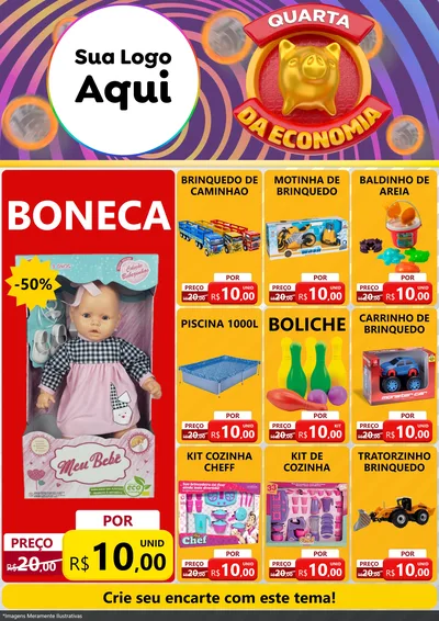 Modelo de Encarte para Encarte A4 Vertical com o tema Quarta da Economia para Brinquedos