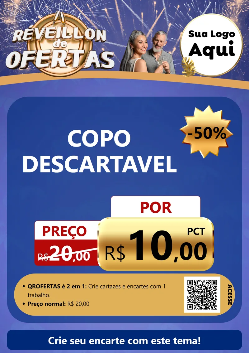 Modelo de Cartaz para Cartaz A4 Vertical com o tema Réveillon de Ofertas para Embalagens