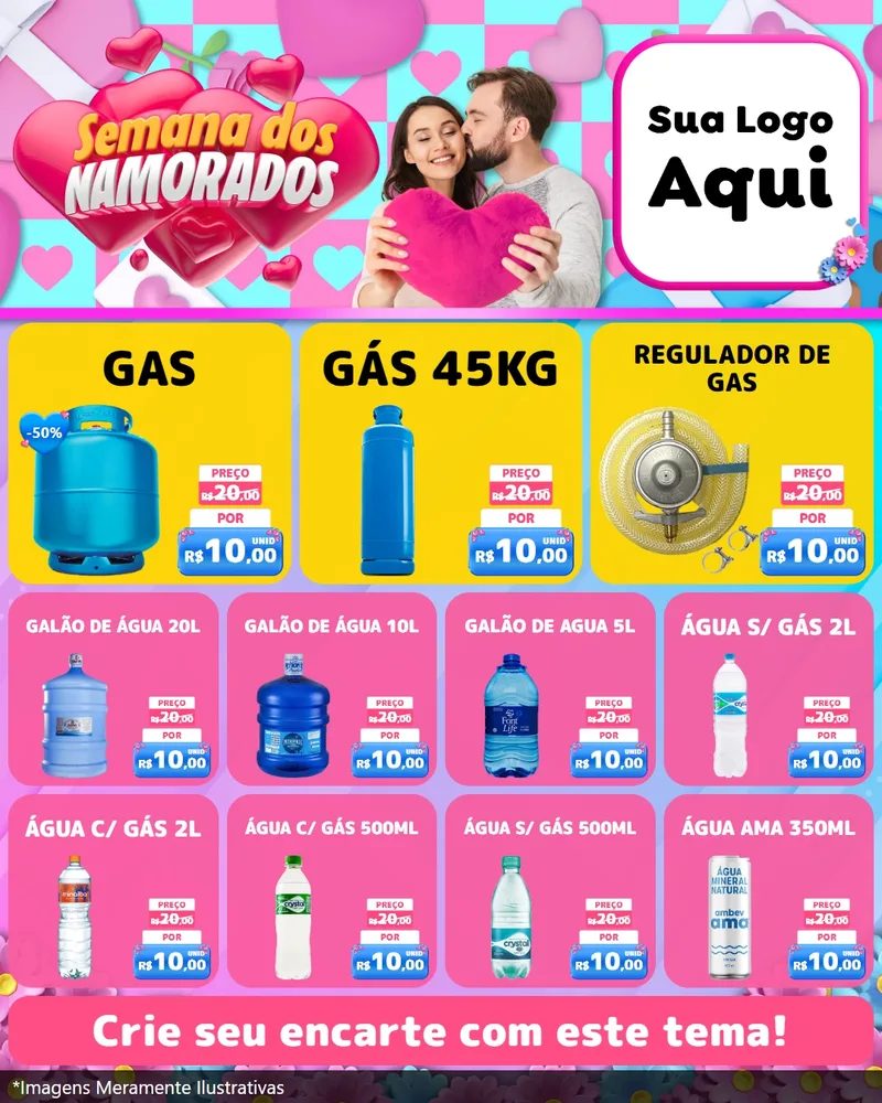 Modelo de Rede Social para Feed Instagram com o tema Semana dos Namorados para Água e gás
