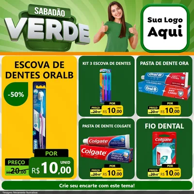 Modelo de Rede Social para Feed Facebook com o tema Sabadão Verde para Higiene Pessoal