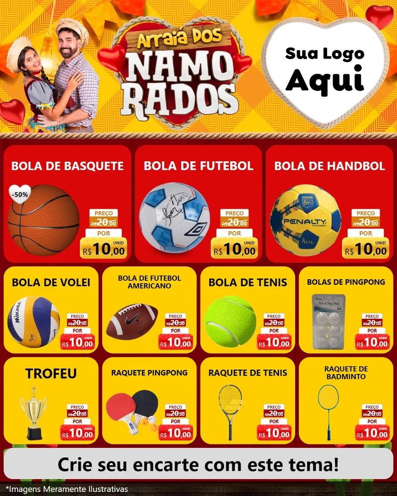 Modelo de Rede Social para Feed Instagram com o tema Arraiá dos Namorados para Artigos Esportivos