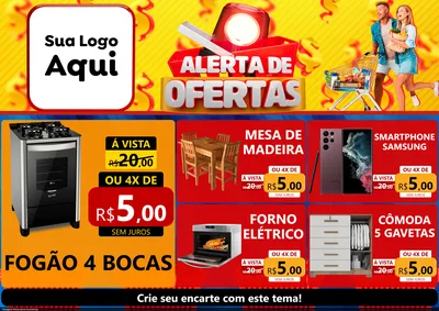 Modelo de Encarte para Encarte A4 Horizontal com o tema Alerta de Ofertas para Móveis e Eletro