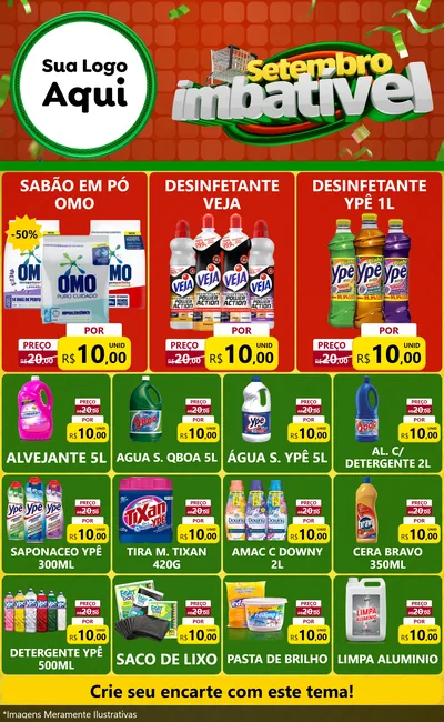 Modelo de Encarte para Encarte Grande com o tema Setembro Imbatível para Produtos de Limpeza