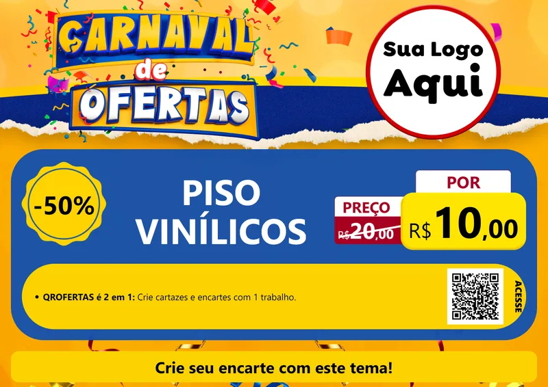 Modelo de Cartaz para Cartaz A4 Horizontal com o tema Carnaval de Ofertas para Material para Construção