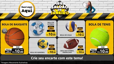 Modelo de TV para TV Horizontal com o tema Mega Saldão de Janeiro para Artigos Esportivos
