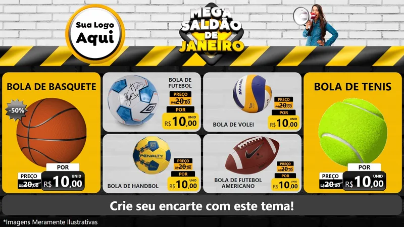 Modelo de TV para TV Horizontal com o tema Mega Saldão de Janeiro para Artigos Esportivos