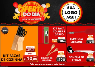 Modelo de Encarte para Encarte A4 Horizontal com o tema Oferta do Dia - Só hoje, Aproveite! para Utilidades Domésticas