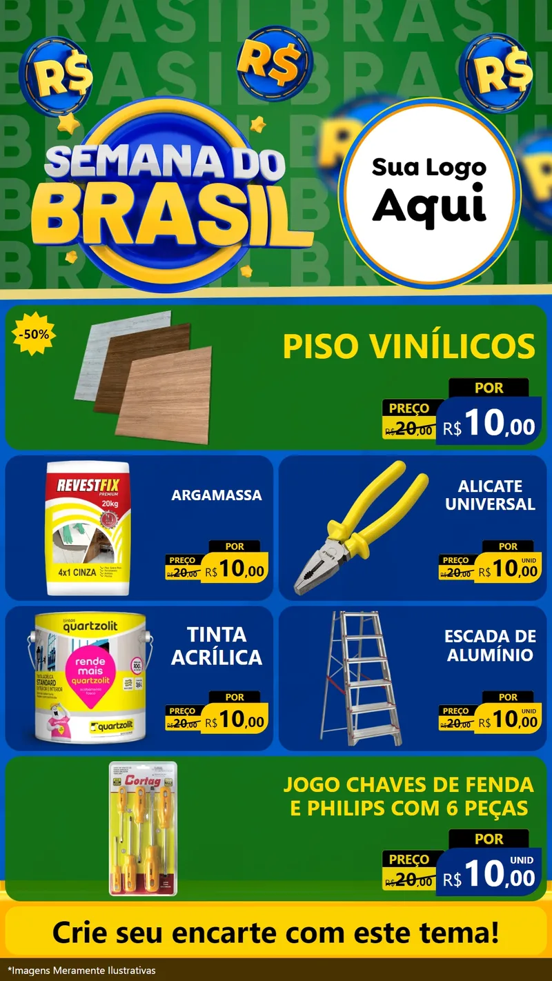 Modelo de TV para TV Vertical com o tema Semana Do Brasil para Material para Construção